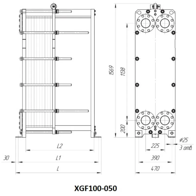 Пластинчатый теплообменник Ридан XGF100 Пластинчатый теплообменник Ридан XGF100-050 — изображение 2