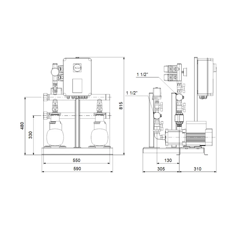 Насосная станция Grundfos HYDRO MULTI-S 2 CM3-4 (арт. 91047055) Насосная станция Grundfos HYDRO MULTI-S 2 CM3-4 (арт. 91047058) — изображение 2