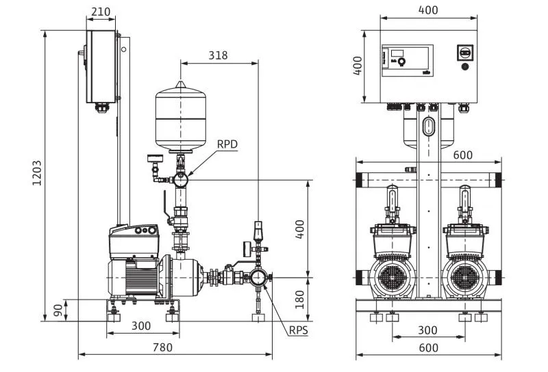 Насосная станция Wilo COR-2 MHIE403-2G/ECE (арт. 2451611) Насосная станция Wilo COR-2 MHIE403-2G/ECE (арт. 2451611) — изображение 4