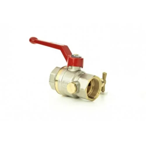 Ридан(DANFOSS) 065B8220 — Латунный шаровой кран BVR-D с внутренней резьбой и спускным элементом, DN 40, PN 40, управление — рычаг, алюминий, корпус — латунь CW617N 065B8220