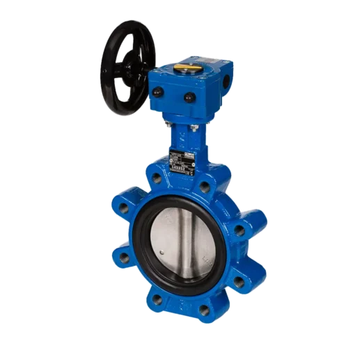 Ридан(DANFOSS) 065B7464 — Затвор дисковый поворотный VFY-LG с резьбовыми проушинами, PN16, DN125, корпус GG25, диск — чугун GGG40, уплотнение EPDM, с редуктором 065B7464